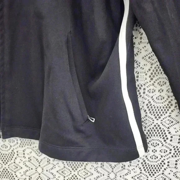 Lands' End Full Zip Mock Neck Polyester Women's Athletic Sweatshirt L Black - Picture 3 of 7